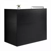 Priimamojo stalas, L formos registratūros prekystalis su stalčiumi, klaviatūros dėklu ir spintele, skirtas grožio salonams ir biurams, juodas, 1400 x 800 x 1200 mm, administratoriaus stalas