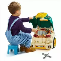 Vaikiškas mechaniko automobilio remonto rinkinys mažyliams, žalias variklio žaislas su šviesomis ir garsais, interaktyvios sunkvežimio variklio remonto dirbtuvės