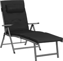SONGMICS sulankstomas lauko gultas su 6 cm čiužiniu, aliuminio rėmu, 150 kg, juodas GCB24BK