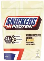 Išrūgų baltymų milteliai su baltuoju šokoladu, karamele ir žemės riešutais Snickers