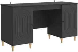 Stalas su lentyna Juoda 142,5 x 50 x 75 cm Apdirbta mediena