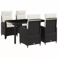 Lauko baldų komplektas Lauko valgomojo komplektas 5 pcs Juoda ir kreminė balta