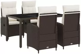 Lauko baldų komplektas Lauko valgomojo komplektas 5 pcs Ruda ir Kremavimo Balta