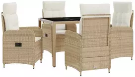 Lauko baldų komplektas Lauko valgomojo komplektas 5 pcs Bežė ir kreminė balta