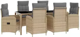 Lauko baldų komplektas Lauko valgomojo komplektas 7 pcs Bežinė ir šviesiai pilka