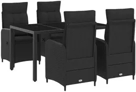 Lauko valgomojo komplektas 5 pcs Juoda 150 x 90 x 75 cm