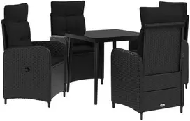 Lauko baldų komplektas Sofa Stalo Rinkinys su pagalve su pagalve 5 pcs Juoda
