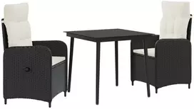 Lauko baldų komplektas Sofa Stalo Rinkinys su pagalve 3 pcs Juoda ir kreminė balta