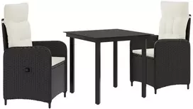 Lauko baldų komplektas Sofa Stalo Rinkinys su pagalve 3 pcs Juoda ir kreminė balta