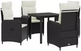 Lauko baldų komplektas Sofa Stalo Rinkinys su pagalve 5 pcs Juoda ir kreminė balta