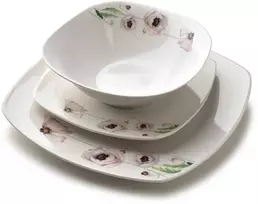 Affek Design LEA Rožinis pietų rinkinys 18 dalių dubenėlis 16,5 cm 500 ml / 18 cm / 24 cm