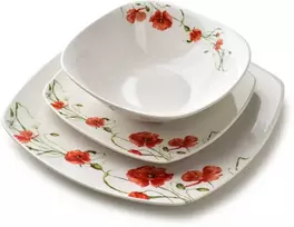 Affek Design LEA POPPY Komplet obiadowy 18części miska 500ml 16,5cm/18cm/24cm