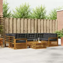 Lauko baldų komplektas Lauko sofos komplektas su pagalve 7 pcs Natūralus ir antracitas
