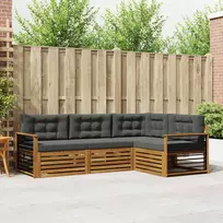 Lauko baldų komplektas Lauko sofos komplektas su pagalve 4 pcs Natūralus ir antracitas