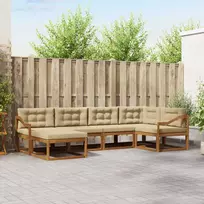 Lauko sofos komplektas su pagalve 6 pcs Natūralus ir bežinis