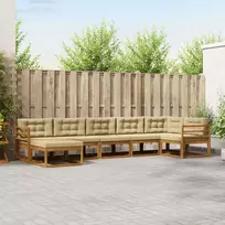 Lauko sofos komplektas su pagalve 7 pcs Natūralus ir bežinis