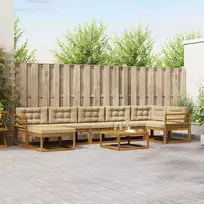 Lauko sofos komplektas su pagalve 8 pcs Natūralus ir bežinis