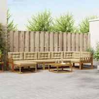 Lauko sofos komplektas su pagalve 8 pcs Natūralus ir bežinis