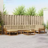 Lauko sofos komplektas su pagalve 8 pcs Natūralus ir bežinis