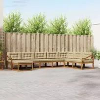 Lauko sofos komplektas su pagalve 8 pcs Natūralus ir bežinis