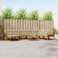 Lauko sofos komplektas su pagalve 9 pcs Natūralus ir bežinis