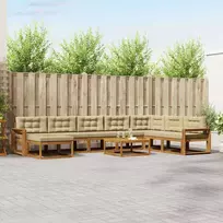 Lauko sofos komplektas su pagalve 9 pcs Natūralus ir bežinis