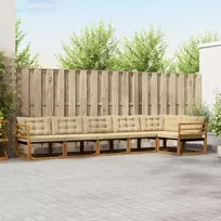 Lauko sofos komplektas su pagalve 6 pcs Natūralus ir bežinis