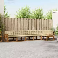 Lauko sofos komplektas su pagalve 6 pcs Natūralus ir bežinis
