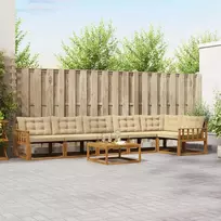 Lauko sofos komplektas su pagalve 7 pcs Natūralus ir bežinis