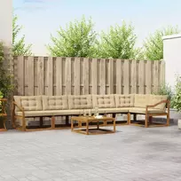 Lauko sofos komplektas su pagalve 7 pcs Natūralus ir bežinis