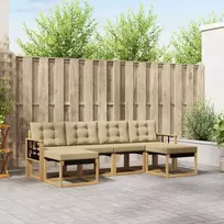 Lauko sofos komplektas 6 vnt. 6 vietos Balta ir kreminė