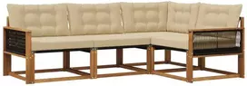 Lauko sofos komplektas su pagalve 4 pcs Natūralus ir bežinis