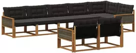 Lauko sofos komplektas 8 vnt. Natūrali ir juoda