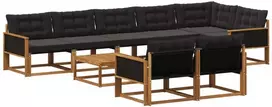 Lauko sofos komplektas su pagalve 9 pcs Natūrali ir juoda