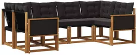 Lauko sofos komplektas su pagalve 6 pcs Natūrali ir juoda