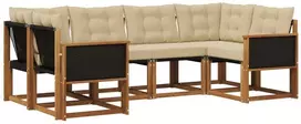 Lauko sofos komplektas su pagalve 6 pcs Natūralus ir bežinis