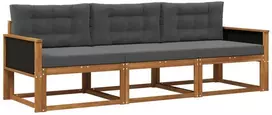 Lauko sofos komplektas su pagalve 3 pcs Natūralus ir antracitas