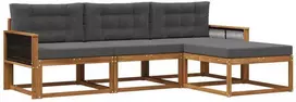 Lauko sofos komplektas su pagalve 4 pcs Natūralus ir antracitas