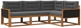 Lauko sofos komplektas su pagalve 4 pcs Natūralus ir antracitas