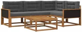 Lauko sofos komplektas su pagalve 5 pcs Natūralus ir antracitas