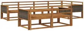 Lauko sofos komplektas 7 pcs Natūrali Kietos akacijos mediena