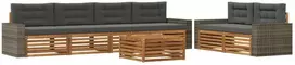 Lauko sofos komplektas su pagalve 7 pcs Natūralus ir antracitas
