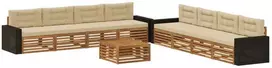 Lauko sofos komplektas 9 pcs Natūralus ir bežinis Poliesteris