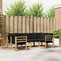 Lauko sofos komplektas su pagalve 6 pcs Balta ir juoda