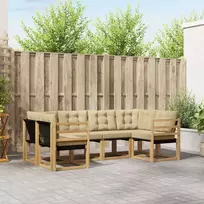 Lauko sofos komplektas su pagalve 6 pcs Balta ir kreminė