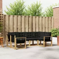 Lauko sofos komplektas su pagalve 6 pcs Balta ir juoda