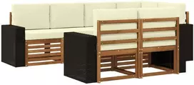 Sekcijos sofų komplektas 7 pcs Natūralus ir grietinėlė