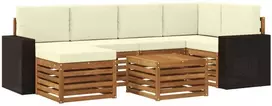 Sekcijos sofų komplektas 7 pcs Natūralus ir grietinėlė