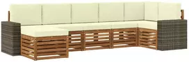 Sekcijos sofų komplektas 7 pcs Natūralus ir grietinėlė