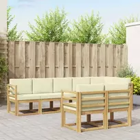 Lauko sofos komplektas 8 pcs Balta ir kreminė Poliesteris